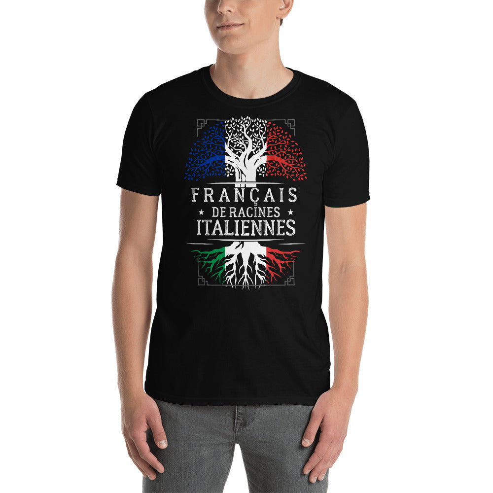 T-shirt Italie noir dos - Arbre des racines italiennes