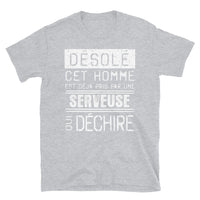 Thumbnail for T-shirt humour bleu marine dos - Désolé ce mec est pris par une fille qui déchire