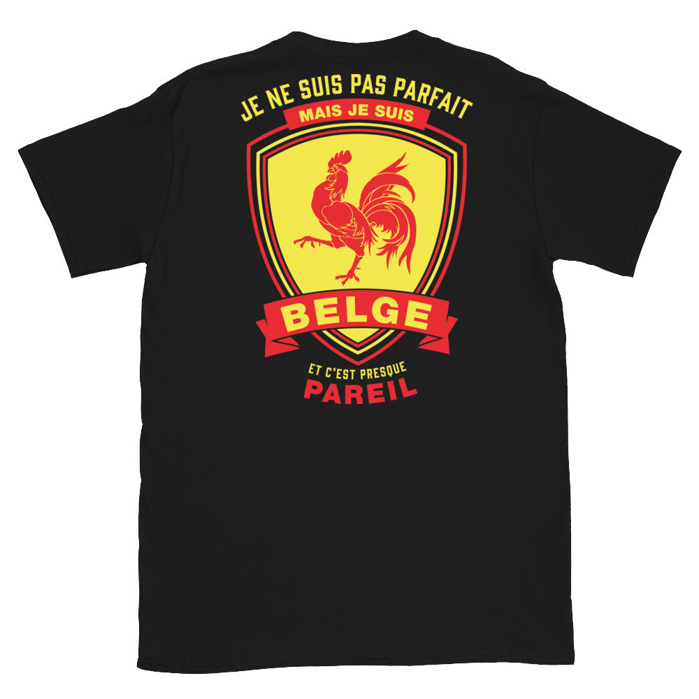 T-shirt Belgique noir - Je ne suis pas parfait mais Belge face