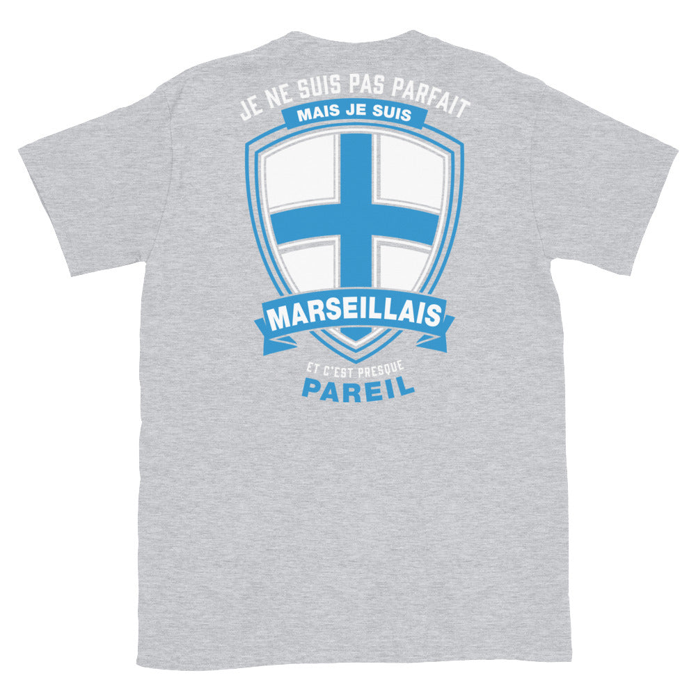 T-shirt Marseille bleu marine dos - Je ne suis pas parfait mais.
