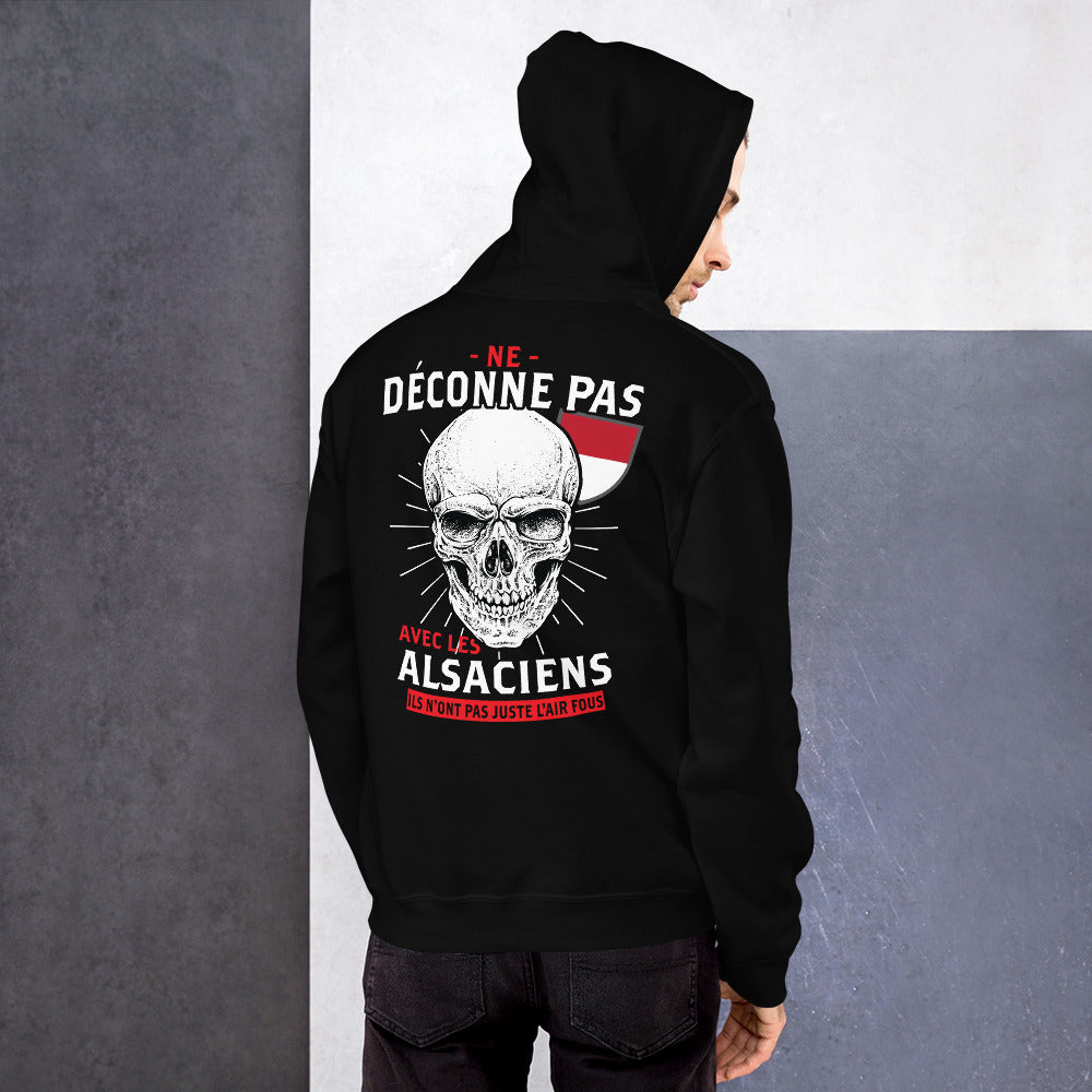 Sweatshirt Alsace noir dos - Ne déconne pas avec les Alsaciens