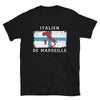 T-shirt Marseille noir - Italien de Marseille, drapeau et carte