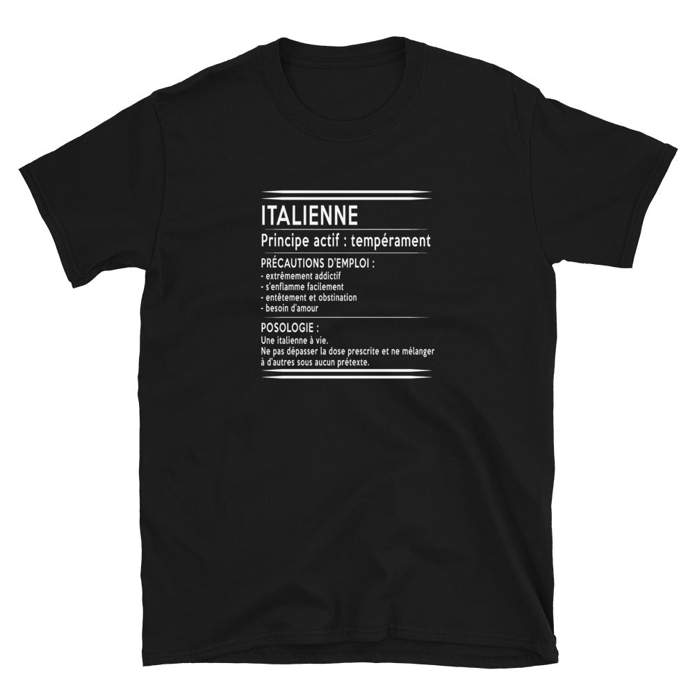 T-shirt Italie gris foncé dos - Posologie italienne humoristique