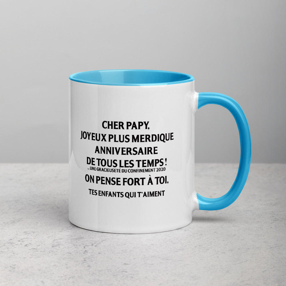 Mug anniversaire rouge - Papy Joyeux plus merdique