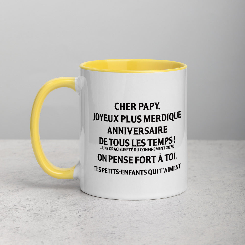Mug anniversaire grand-père noir dos - Papy Joyeux et humour