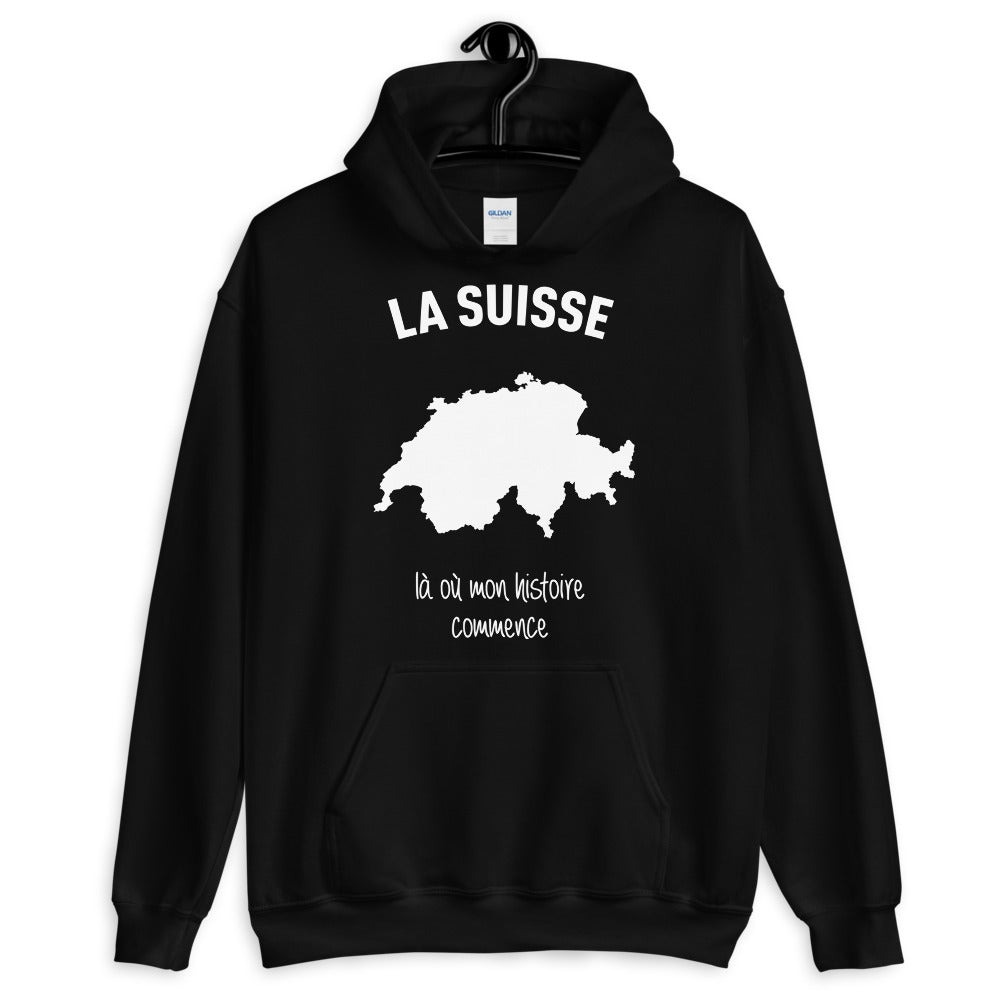 Sweatshirt Suisse noir - Mon histoire commence avec fierté