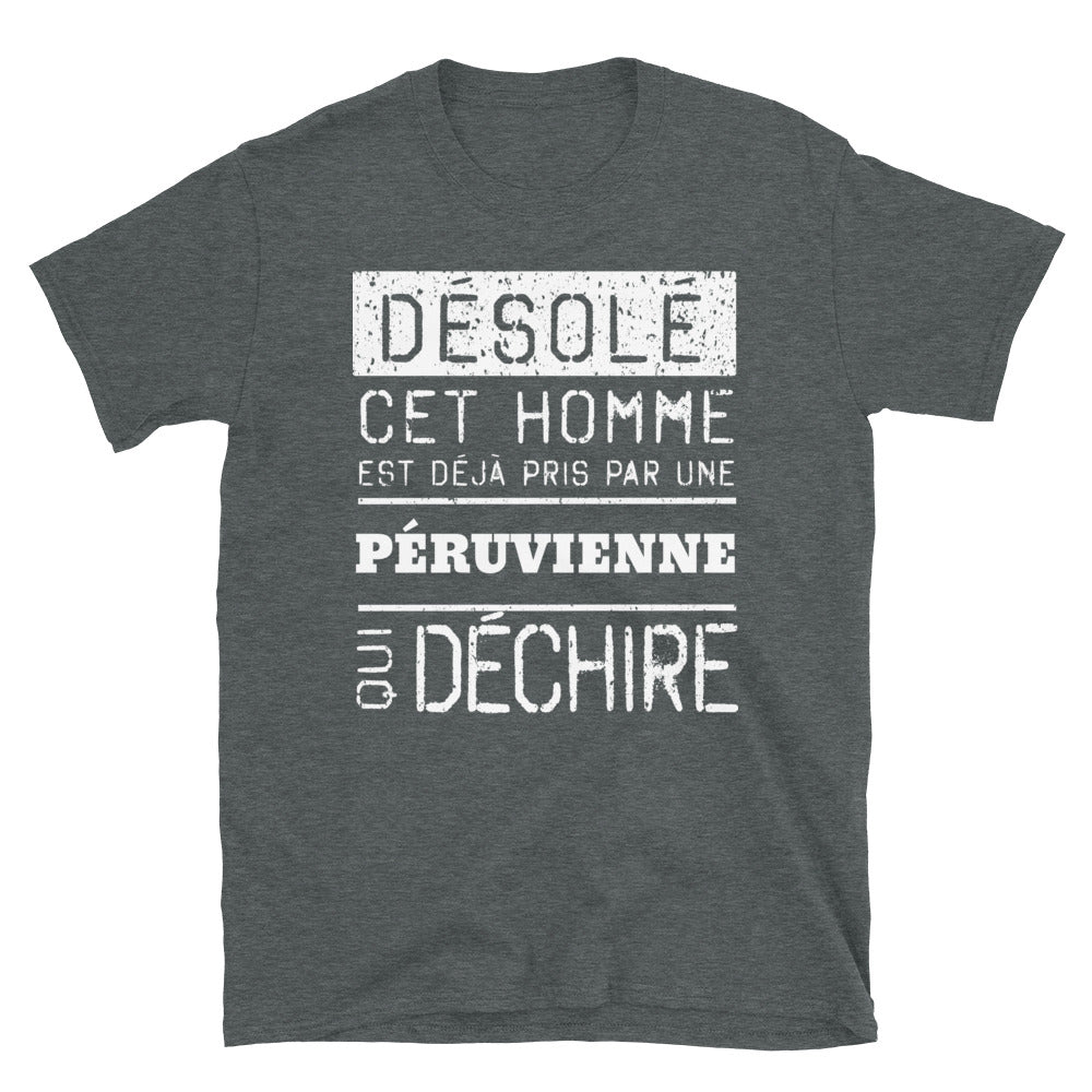 T-shirt Peruvienne bleu marine - Désolé ce mec est pris par une fille