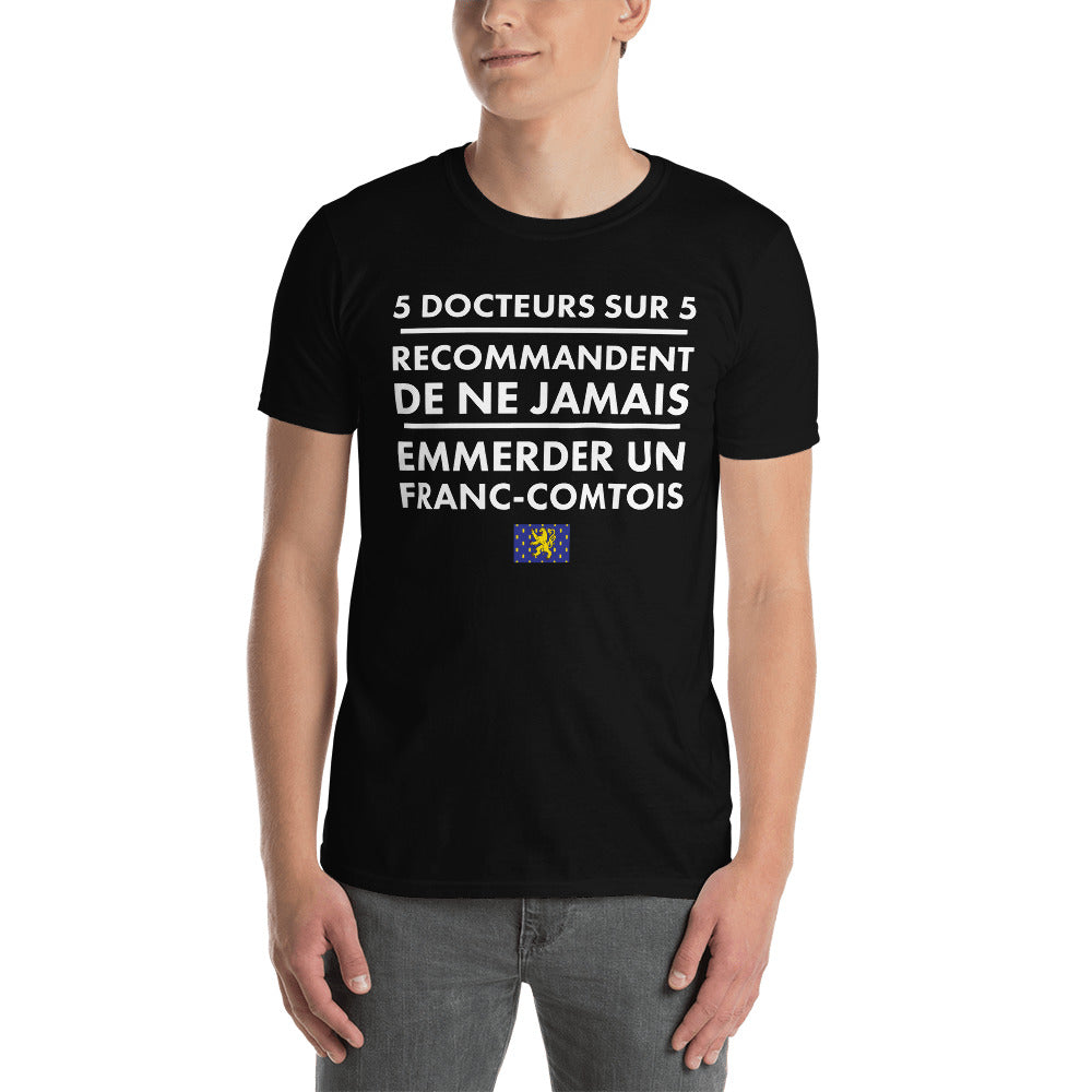T-shirt Franche-Comté gris foncé chiné - Ne jamais emmerder un Franc-comtois
