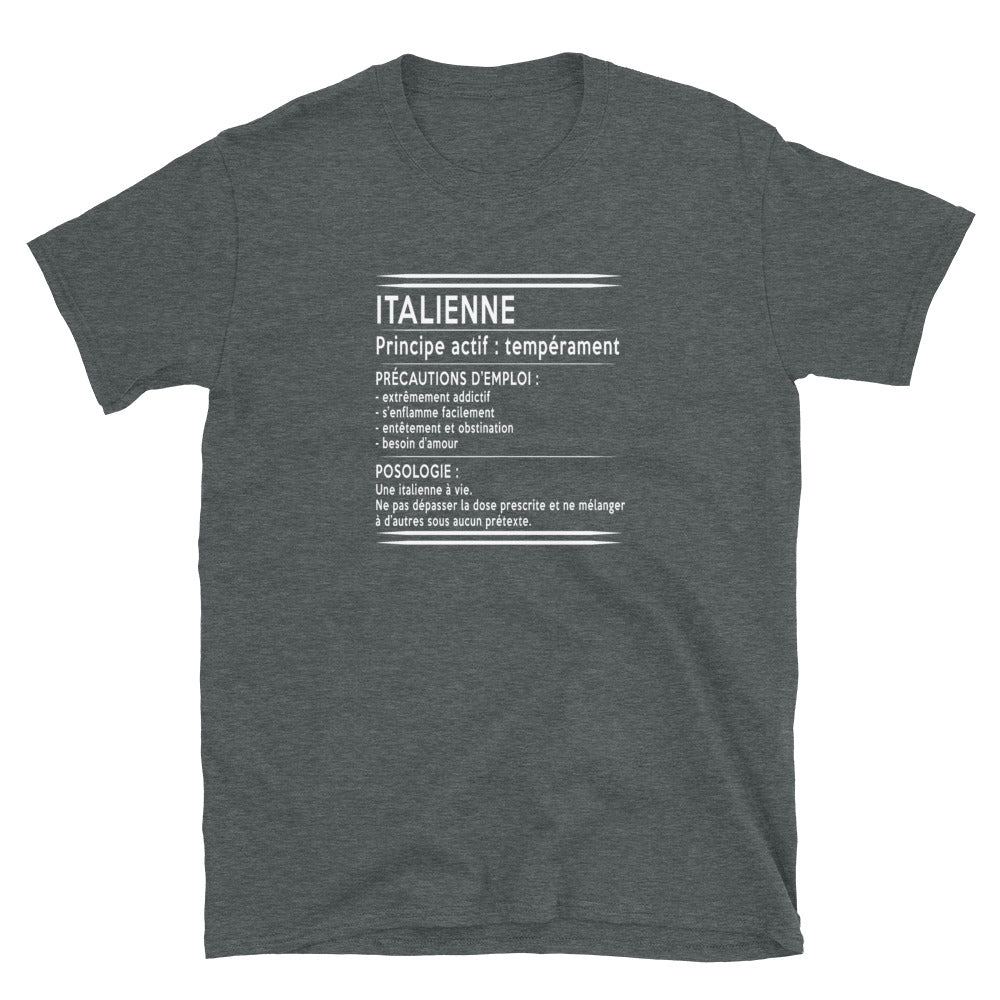 T-shirt Italie noir - Posologie italienne humoristique