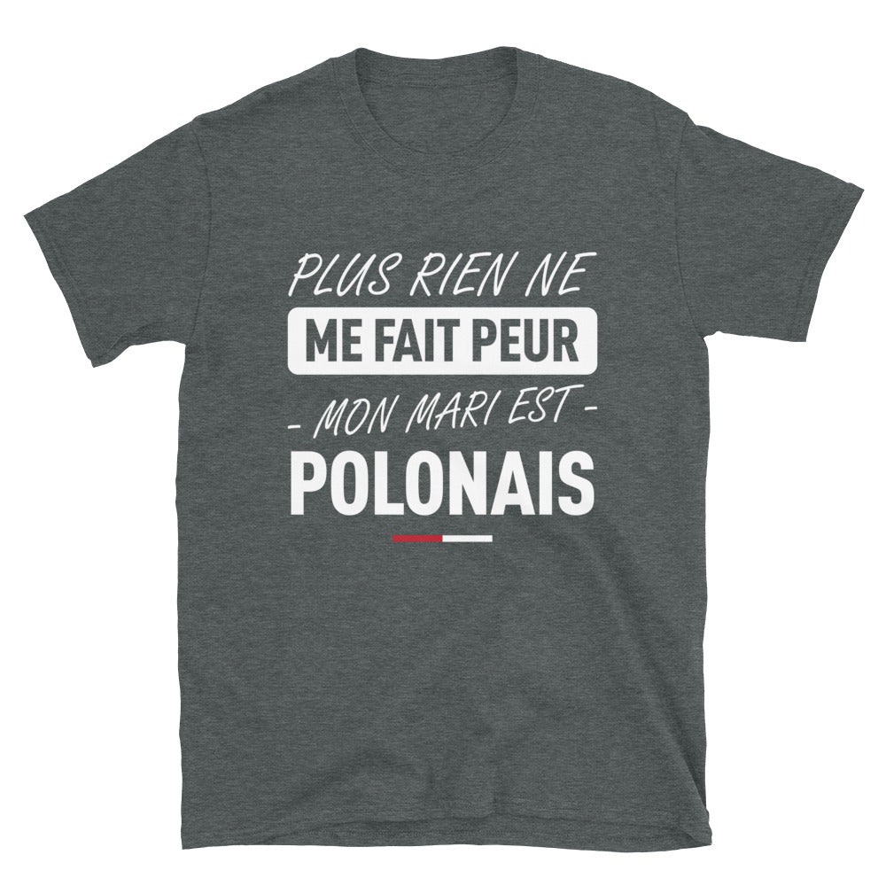 T-shirt Pologne bleu marine - Plus rien ne me fait peur ma femme est