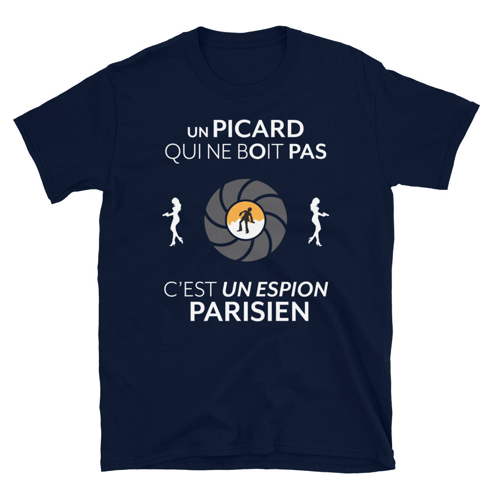 T-shirt Picardie bleu marine - Le gars qui ne boit pas c'est un espion
