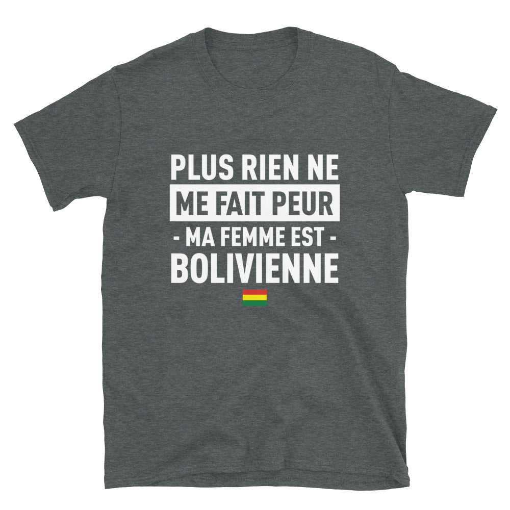 T-shirt Bolivien bleu marine - Plus rien ne me fait peur ma femme est