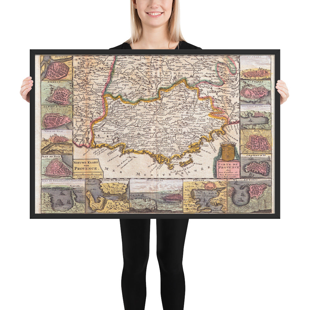 Poster Provence 1747 - Ancienne carte encadrée