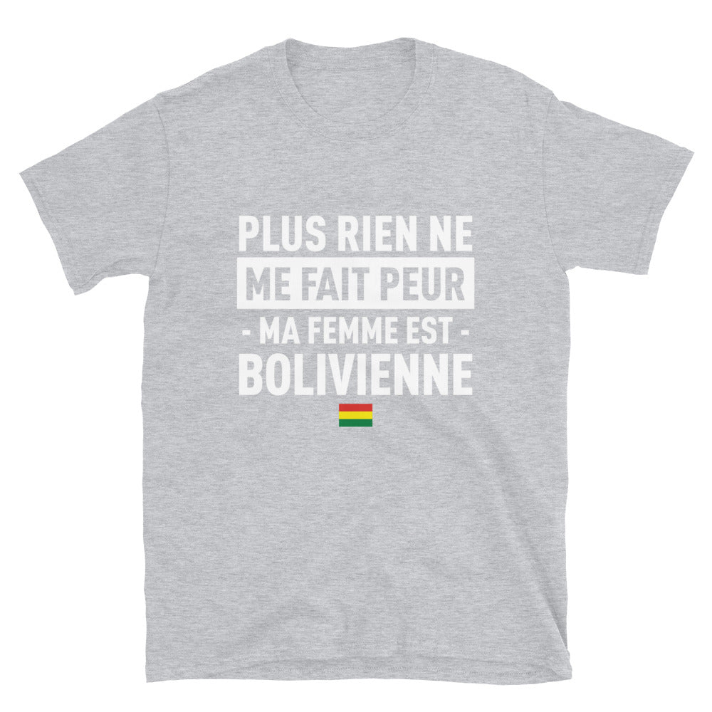 T-shirt Bolivien bleu marine dos - Plus rien ne me fait peur ma femme est