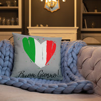 Thumbnail for Coeur au couleur du drapeau Italien - Coussin imprimé bongiorno - Ici & Là - T-shirts & Souvenirs de chez toi