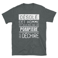 Thumbnail for T-shirt humour bleu marine - Désolé ce mec est pris par une fille qui déchire