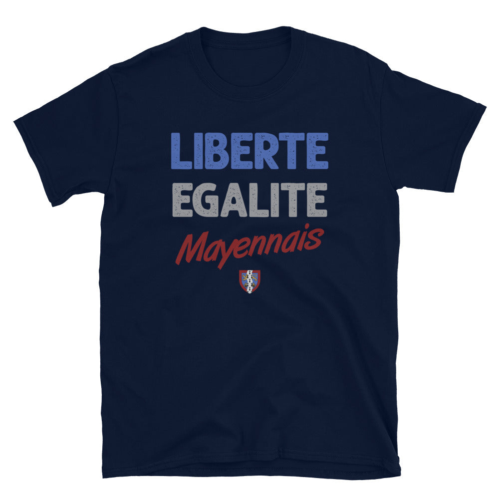 T-shirt Mayennais bleu marine dos - Liberté, égalité, fierté locale