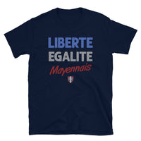 Thumbnail for T-shirt Mayennais bleu marine dos - Liberté, égalité, fierté locale