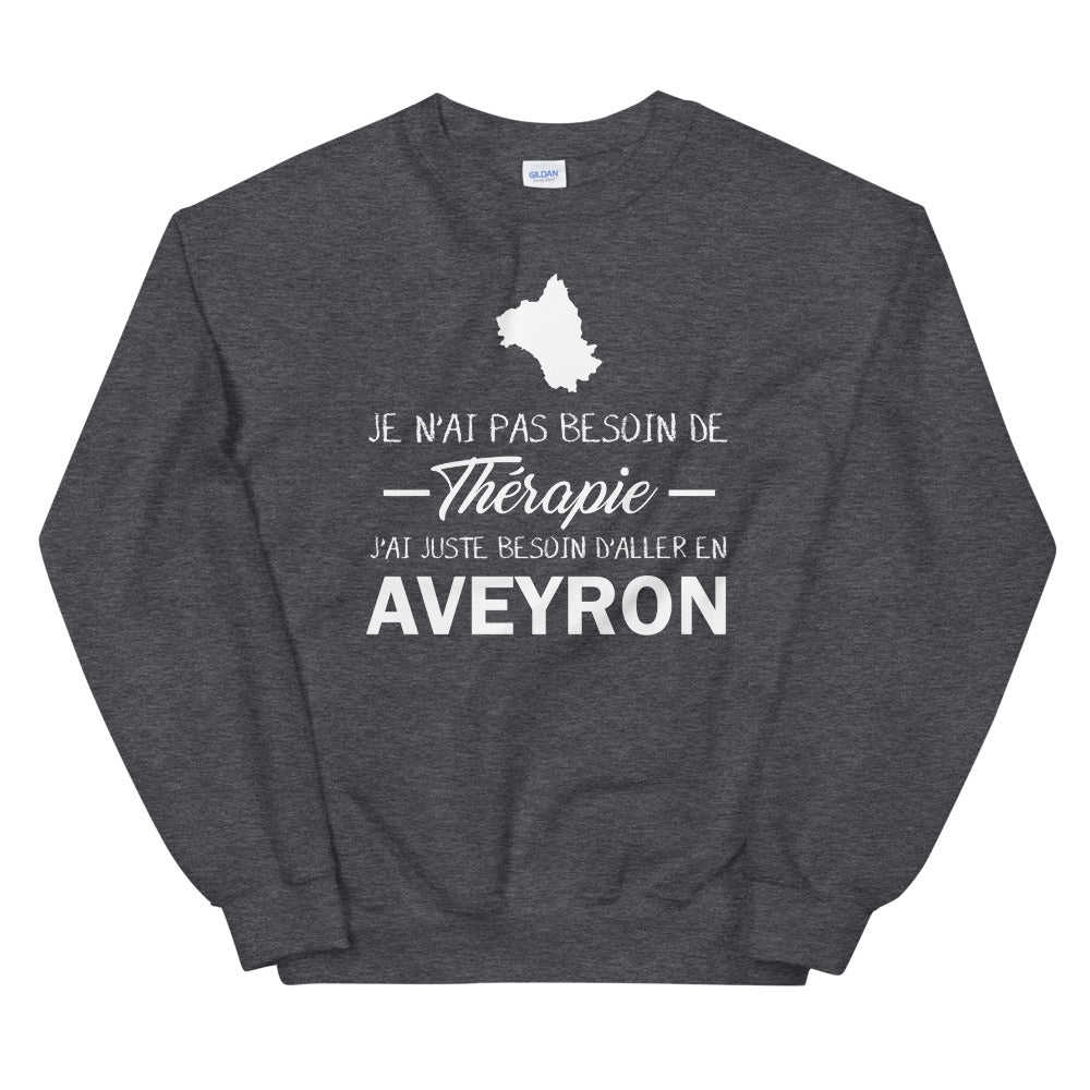 Sweatshirt Aveyron noir dos - Pas besoin de thérapie
