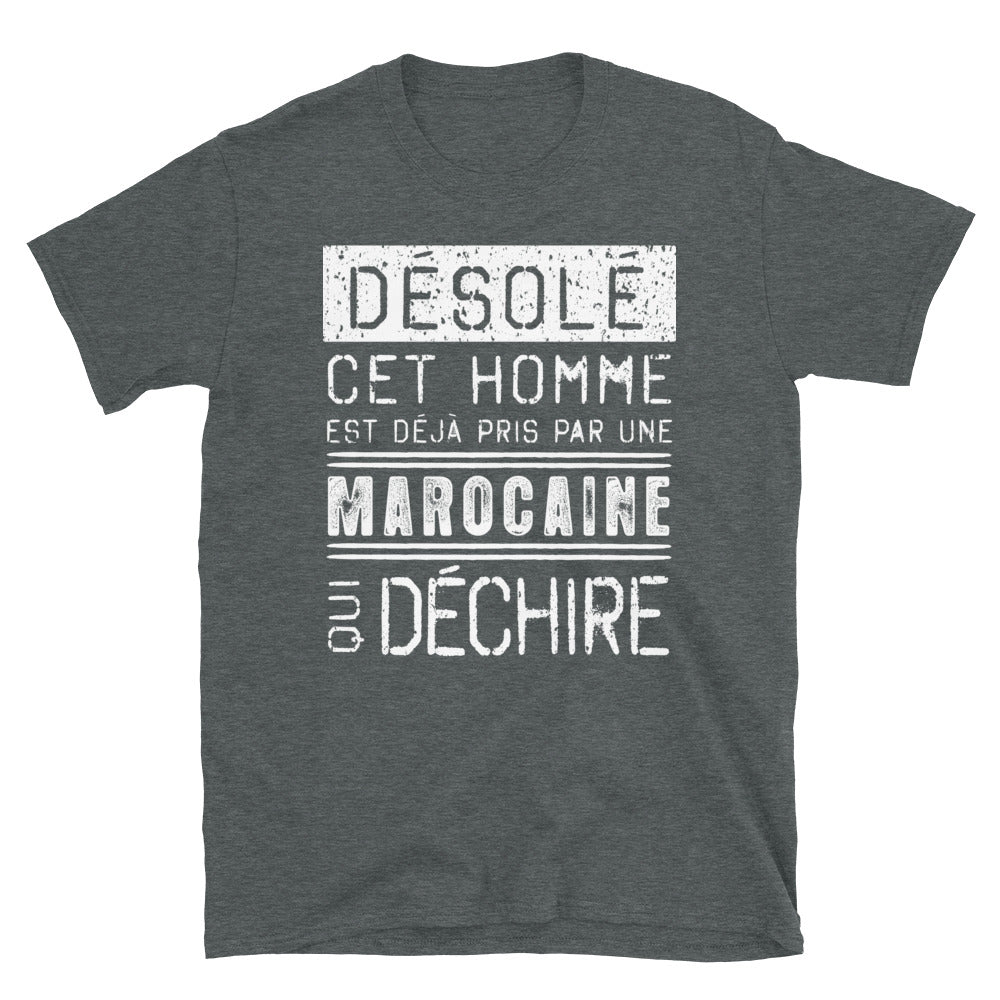 T-shirt Maroc bleu marine - Désolé ce mec est pris par une fille qui déchire