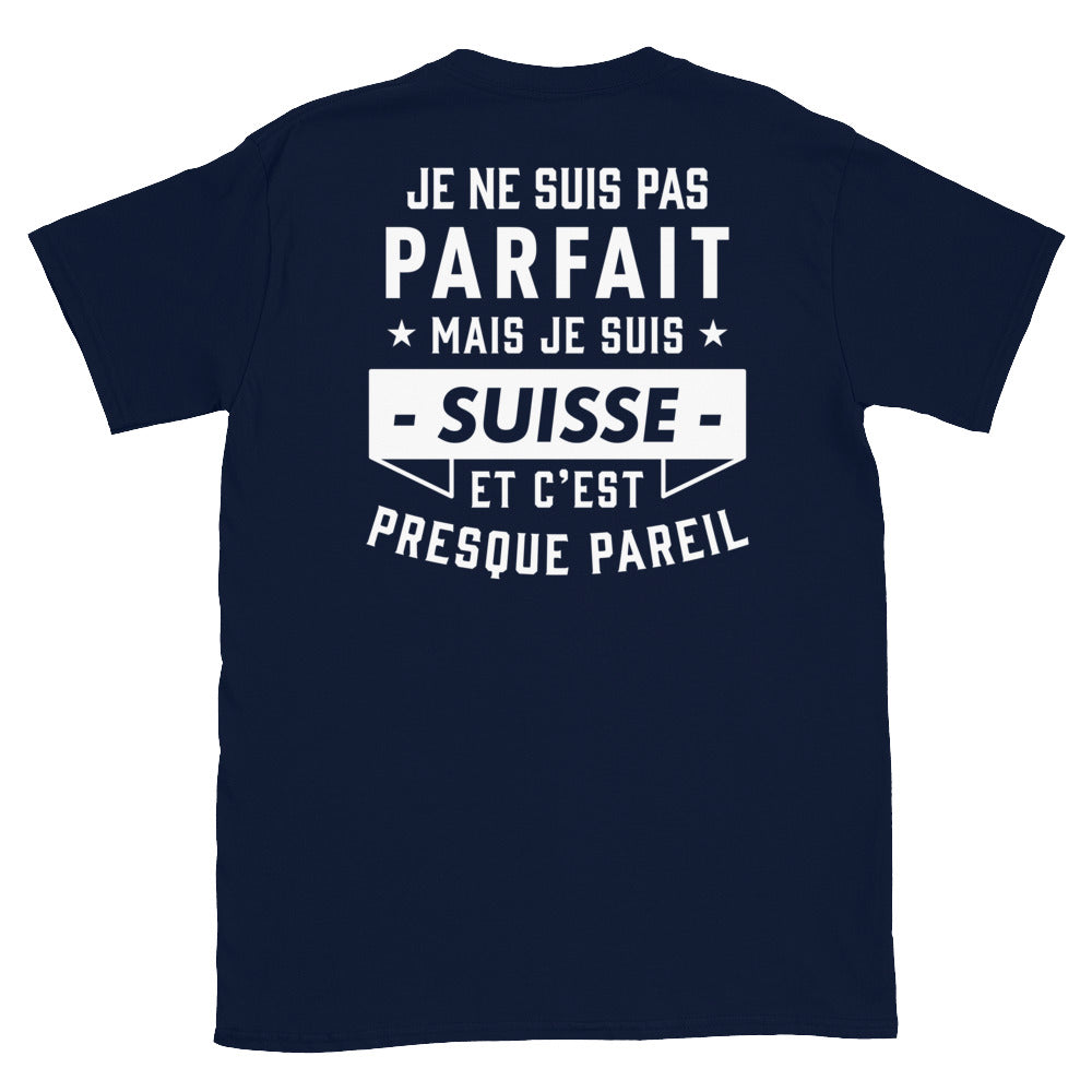 T-shirt Suisse noir dos - Je ne suis pas parfait mais