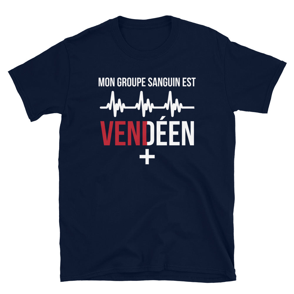 T-shirt Vendée noir dos - Mon groupe sanguin est Vendéen Plus +
