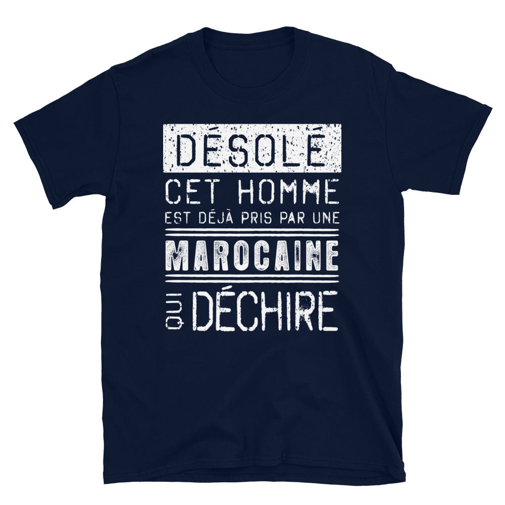 T-shirt Maroc noir dos - Désolé ce mec est pris par une fille qui déchire