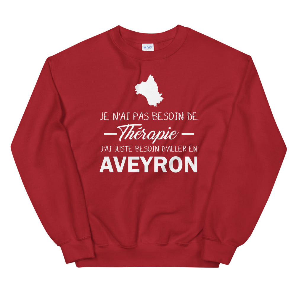Sweatshirt Aveyron gris sportif - Pas besoin de thérapie
