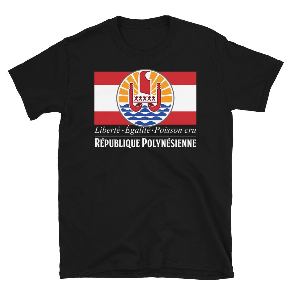 T-shirt République Polynésienne gris chiné - Liberté Égalité Poisson cru