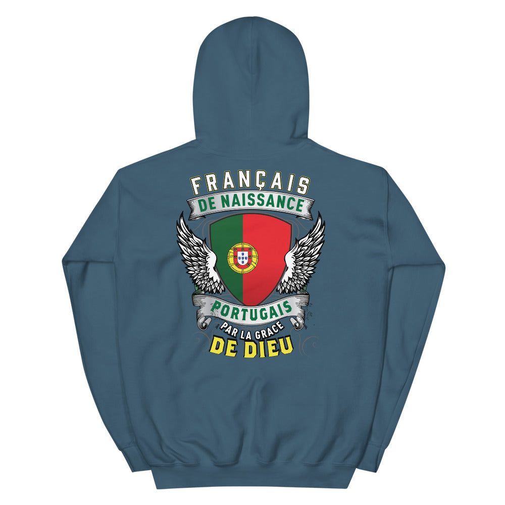 Sweatshirt Portugal gris foncé dos - Fierté et humour à porter