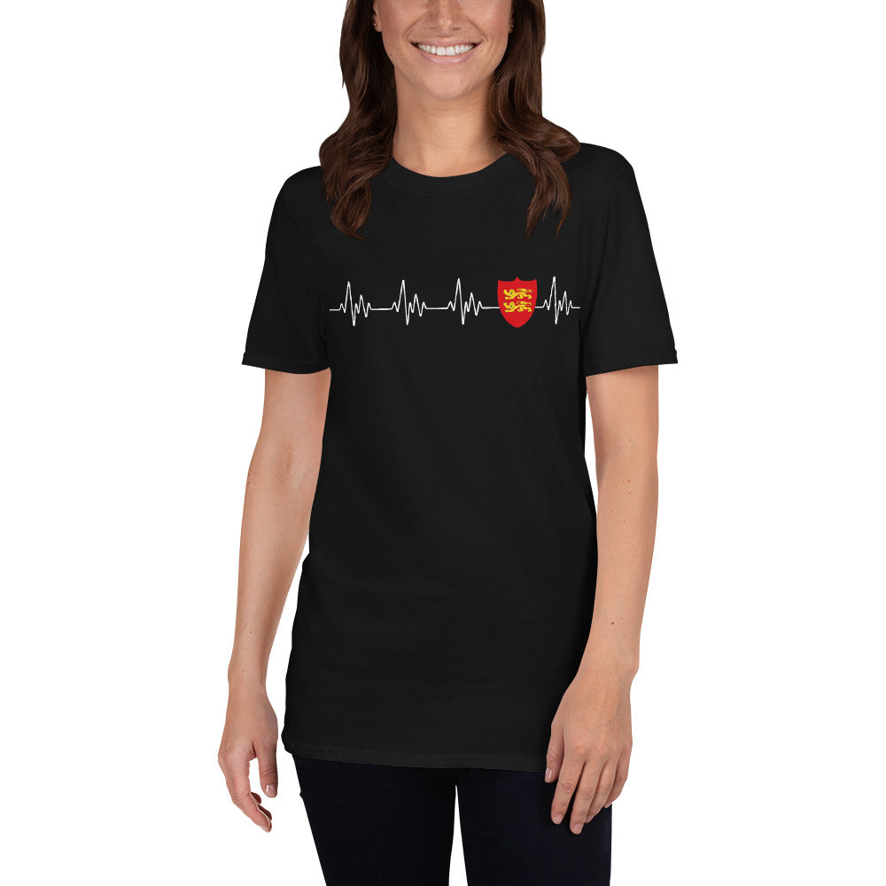 T-shirt Normandie gris foncé chiné - Blason et battement de cœur