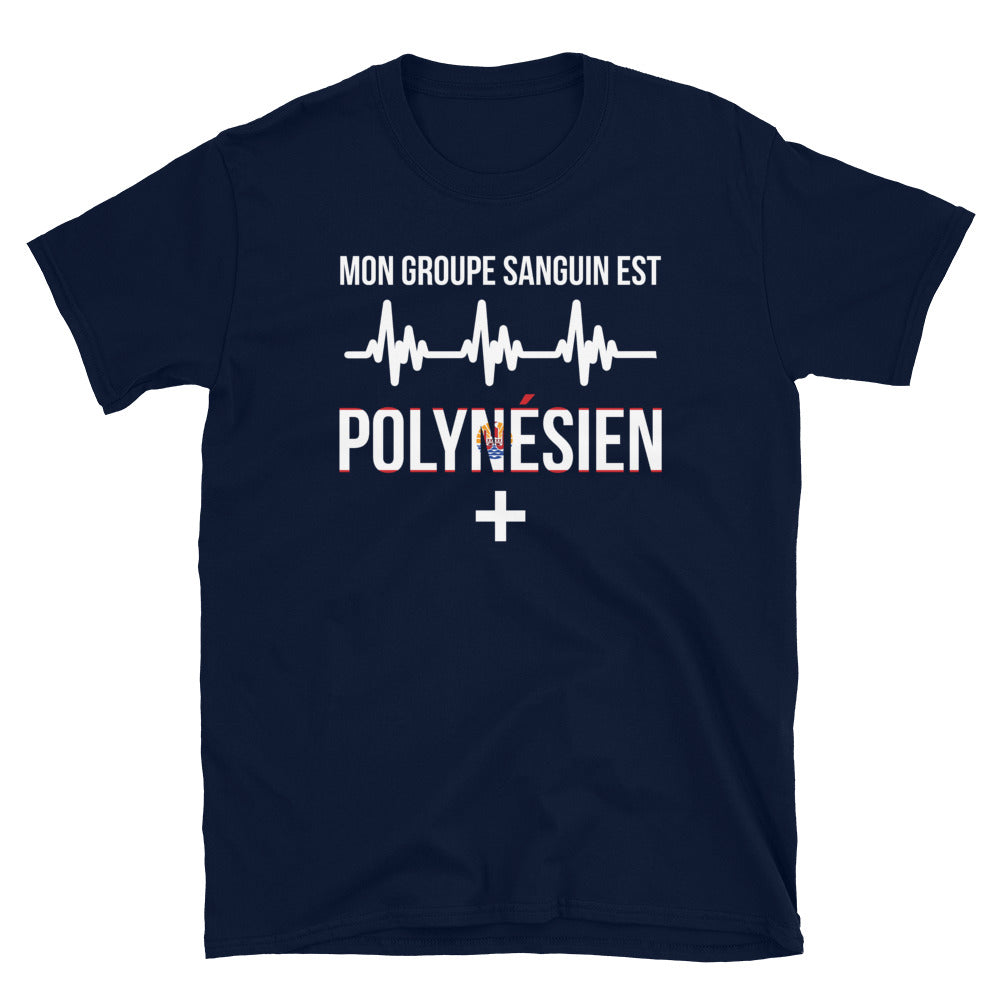 T-shirt Polynésien marine dos - Groupe sanguin humoristique