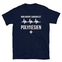 Thumbnail for T-shirt Polynésien marine dos - Groupe sanguin humoristique