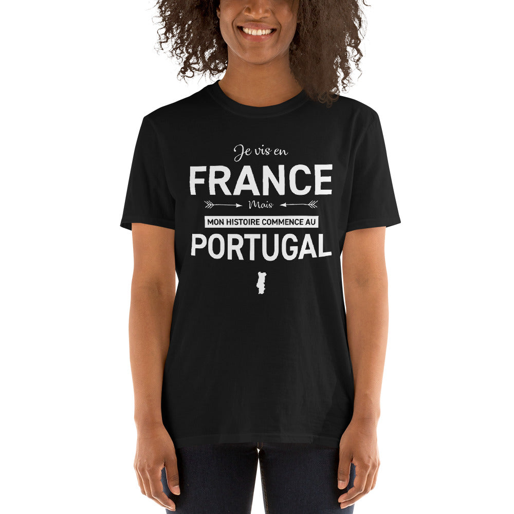 T-shirt Portugal gris foncé chiné - Mon histoire commence ici