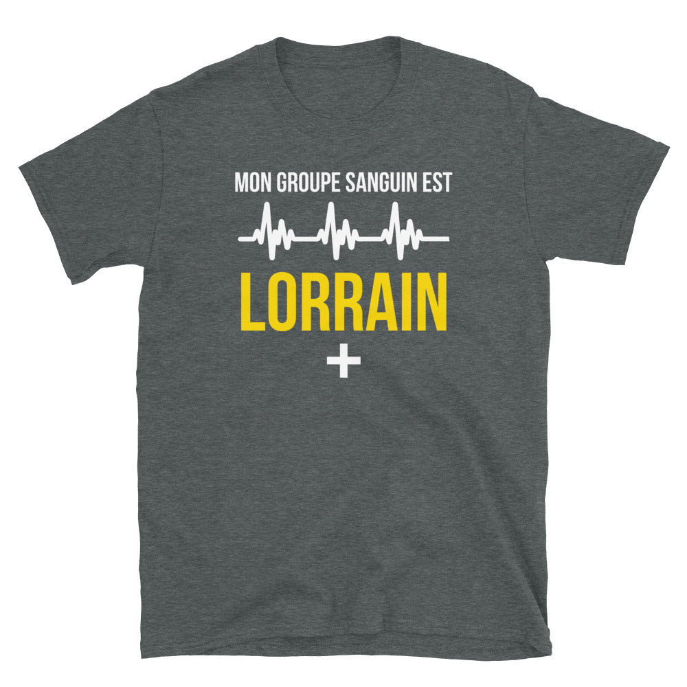 T-shirt Lorrain gris foncé chiné - Groupe sanguin humoristique