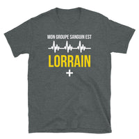Thumbnail for T-shirt Lorrain gris foncé chiné - Groupe sanguin humoristique