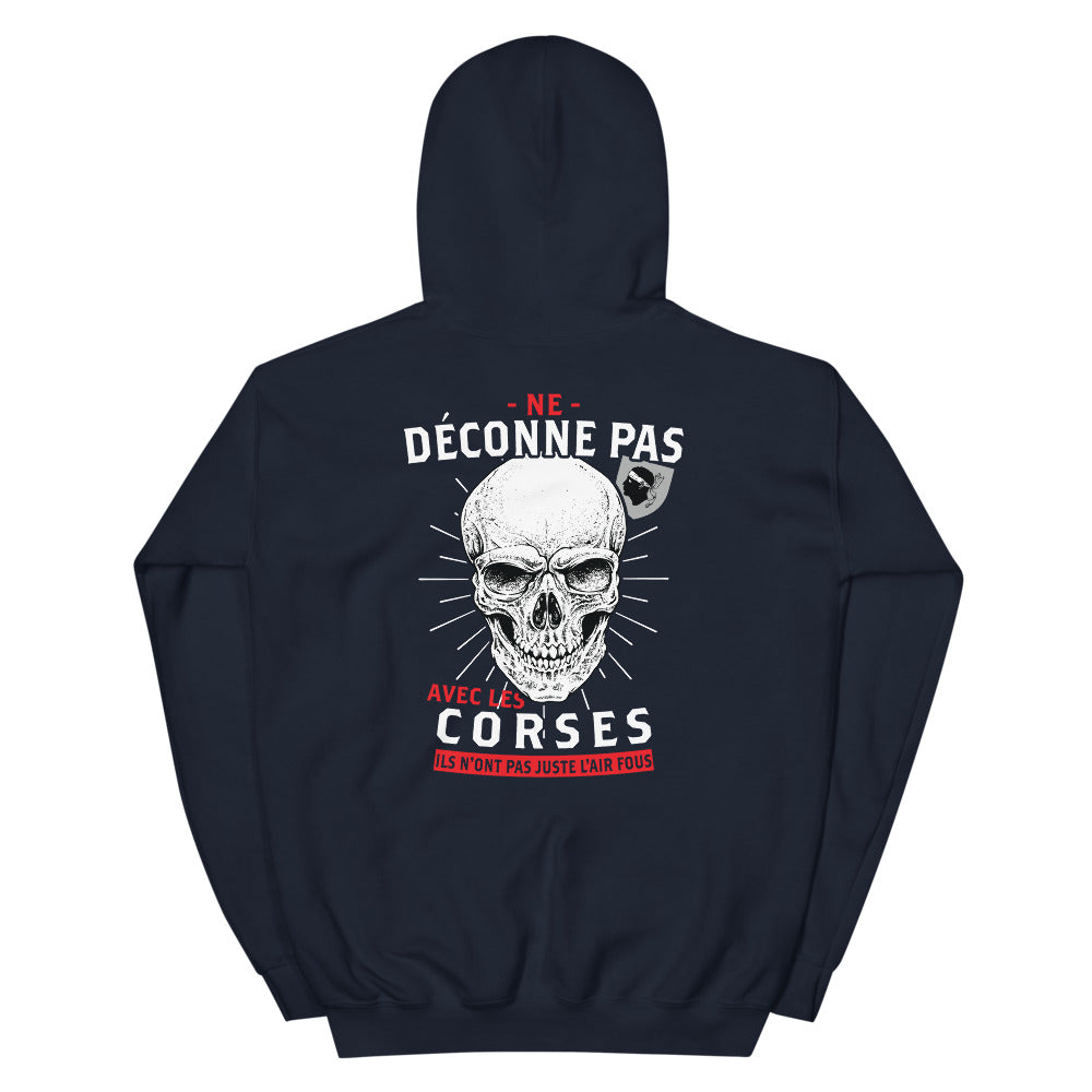 Sweatshirt Corse noir dos - Ne déconne pas avec les Corses !