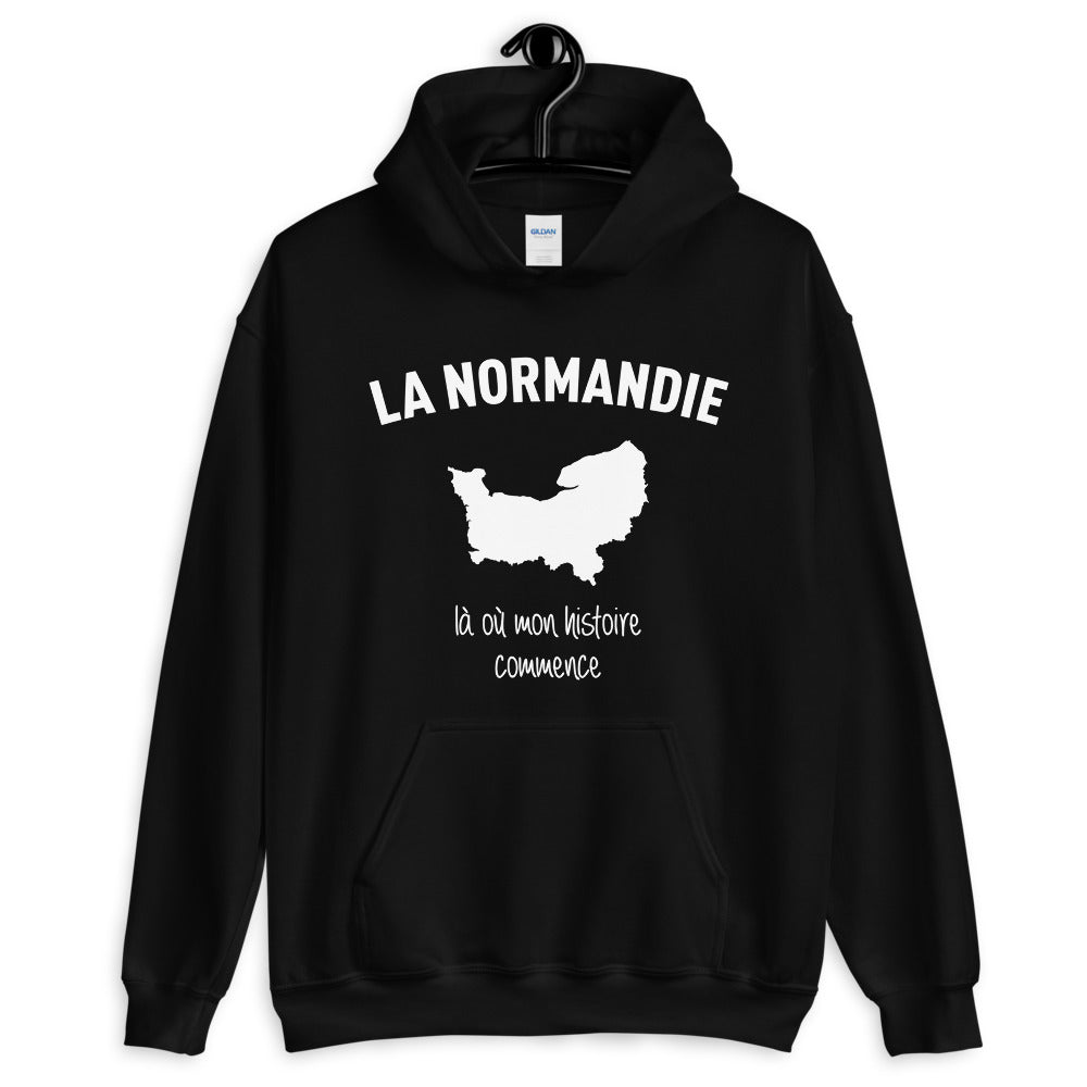 Sweatshirt Normandie noir - La Normandie là où mon histoire commence