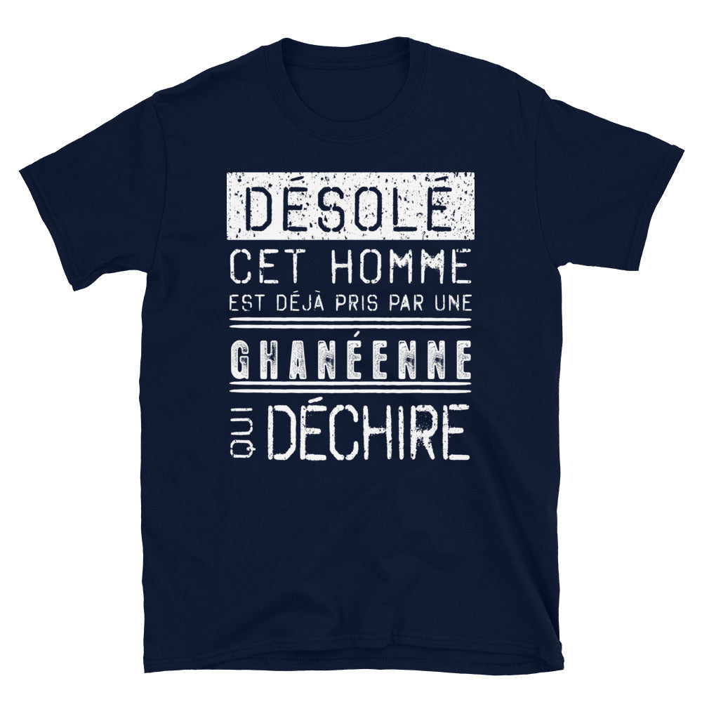 T-shirt Ghana navy - Désolé ce mec est pris par une fille