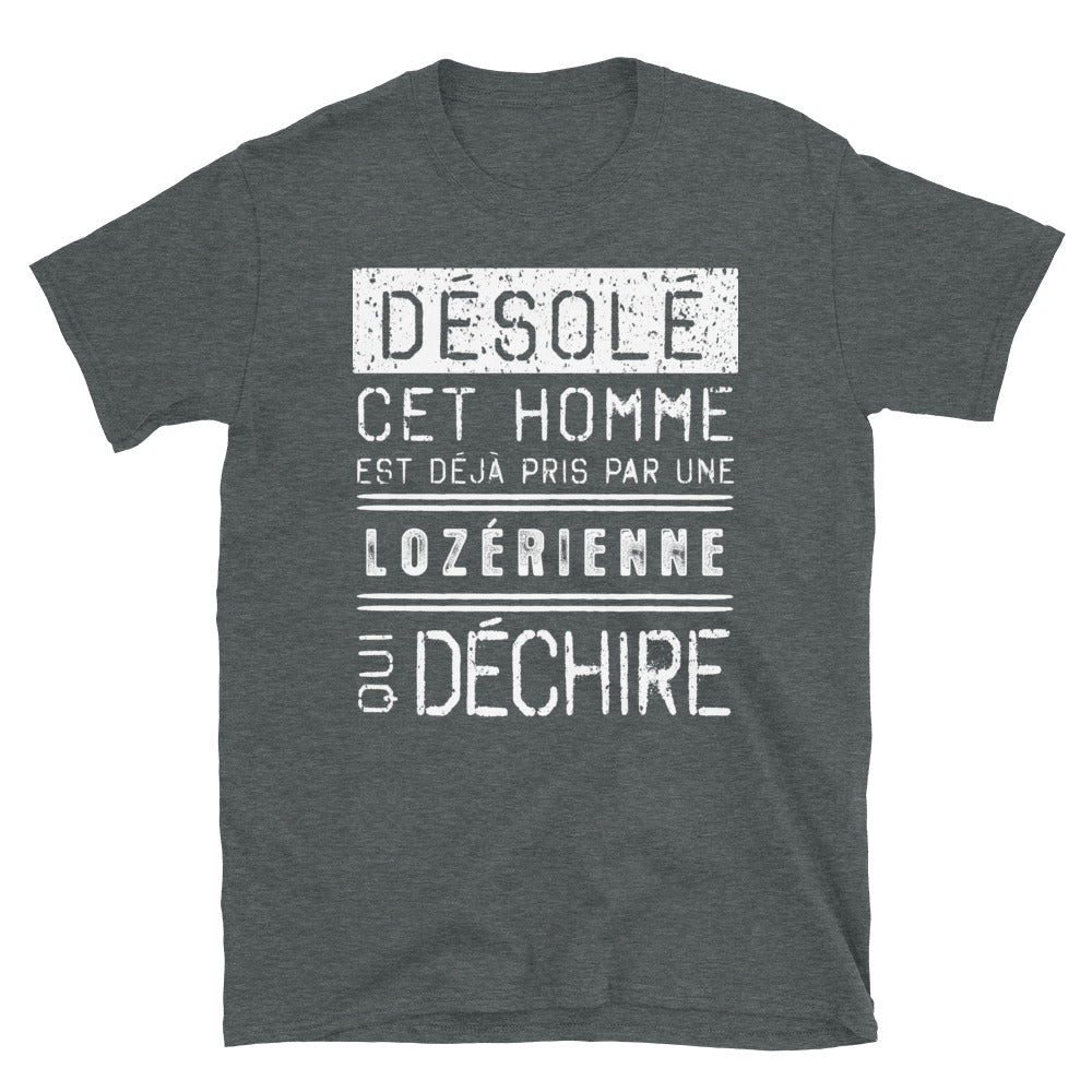 T-shirt Lozère bleu marine - Désolé ce mec est pris par une fille qui déchire