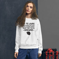 Thumbnail for Sweatshirt Creuse gris sport dos - Je te jure avec humour local