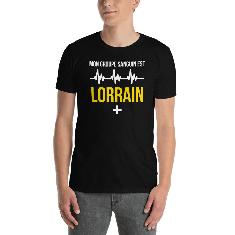 T-shirt Lorrain noir dos - Groupe sanguin humoristique