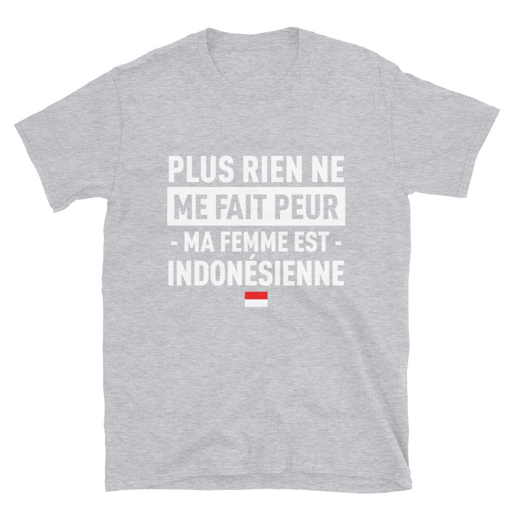 T-shirt Indonésie bleu marine dos - Plus rien ne me fait peur ma femme est
