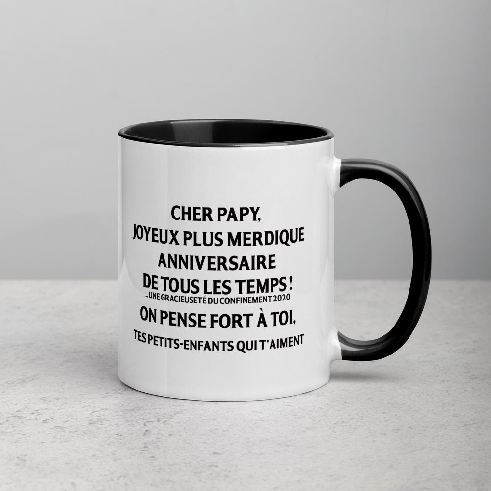 Mug anniversaire grand-père bleu - Papy Joyeux et humour
