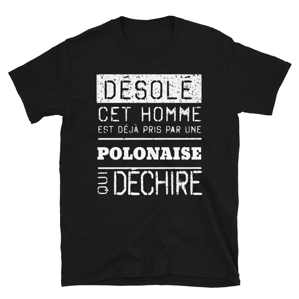T-shirt Polonaise noir - Désolé ce mec est pris par une fille