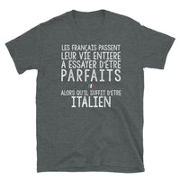 Thumbnail for T-shirt italien gris - Les Français passent leur vie entière - vue détail