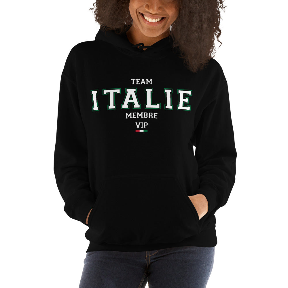 Sweatshirt Italie gris foncé chiné dos - Drapeau italien avec humour