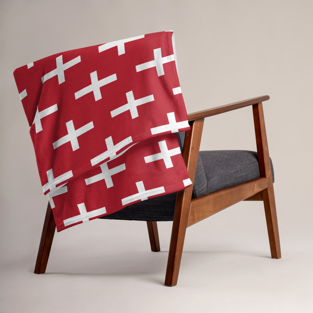 Plaid Savoyard blanc - Motif croix de Savoie sur tissu doux