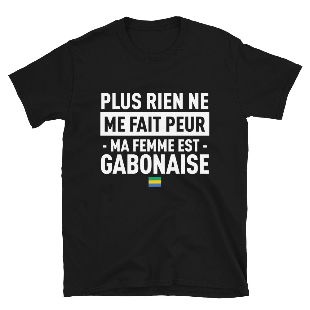 T-shirt Gabon noir - Plus rien ne me fait peur ma femme est