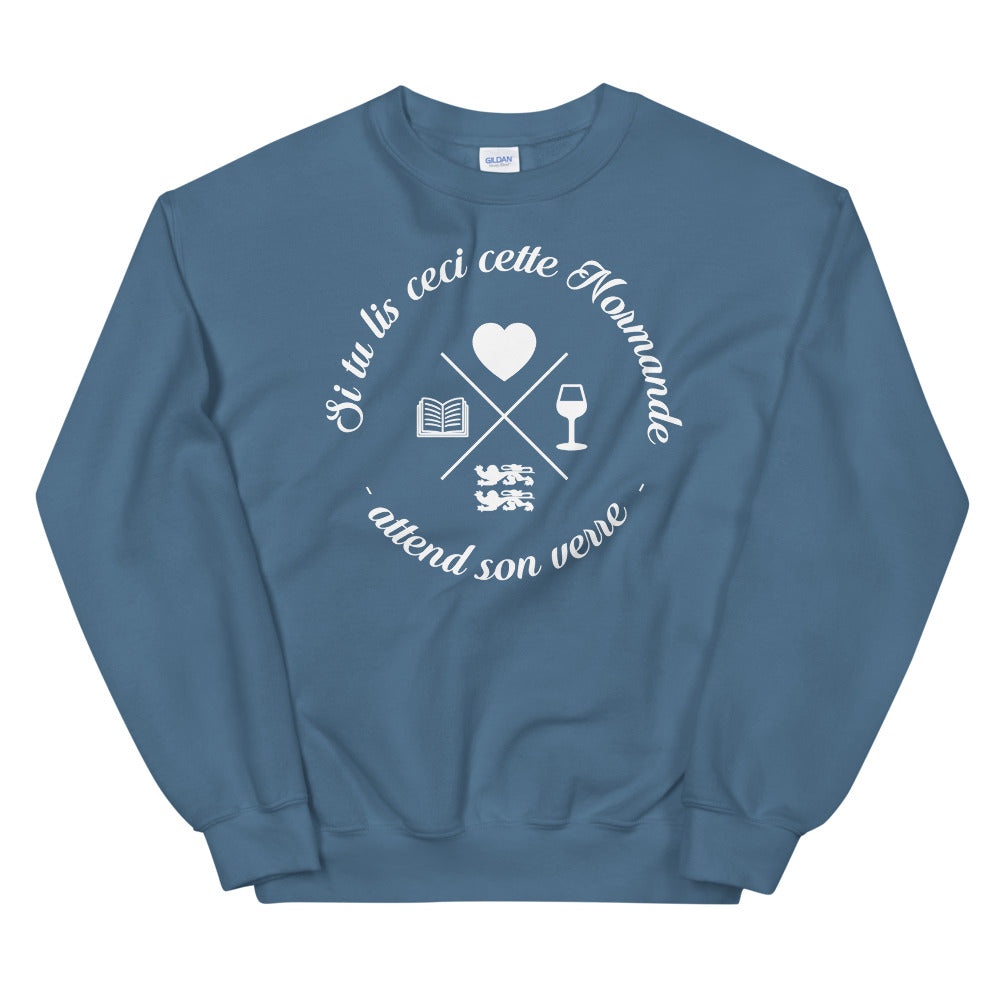 Sweatshirt Normande marine dos - Attente humoristique du verre